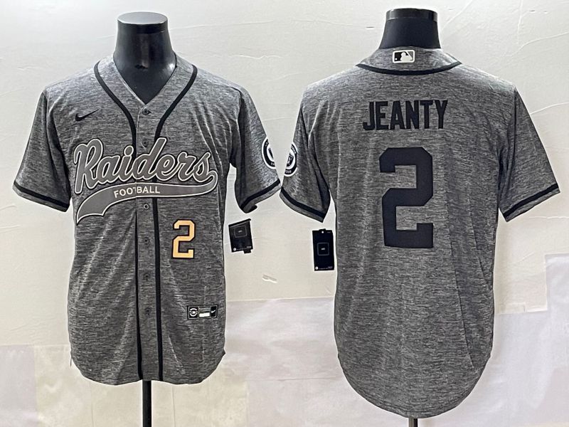 Men 2025 Oakland Raiders #2 Jeanty Grey Joint Name Nike Limited NFL Jersey style 4